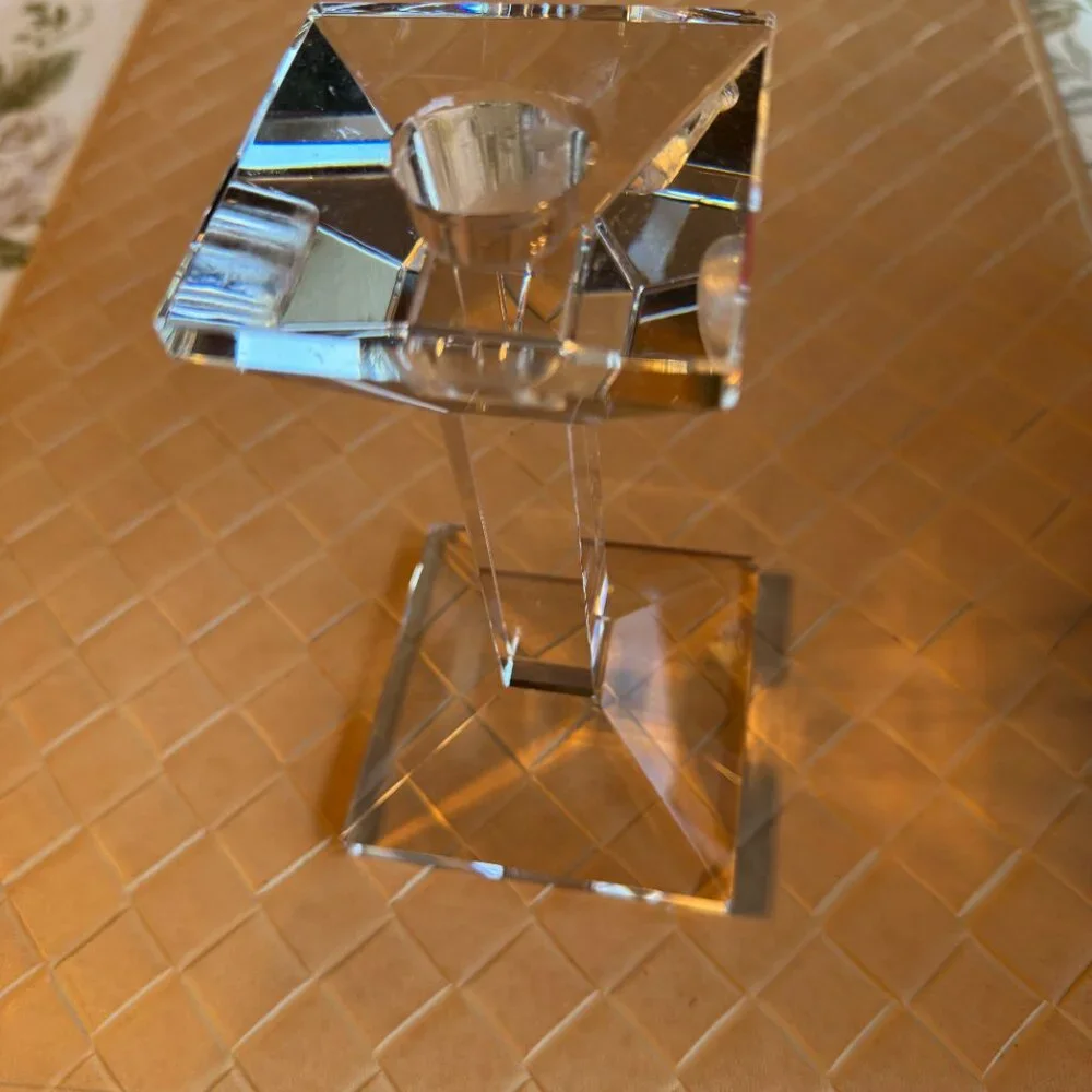 Oleg Cassini Crystal Candlestick Clear Square 6